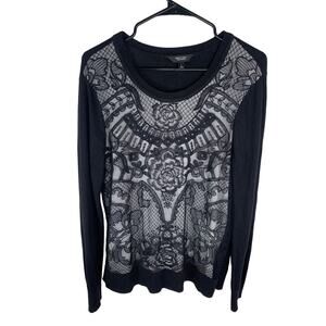Simply Vera Vera Wang Black Lace Detail Long Sleeve Sweater L